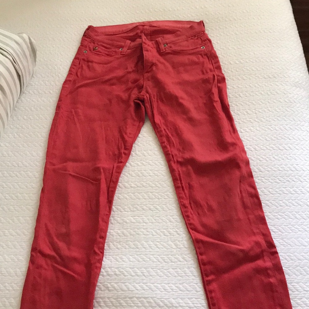 Hudson red waxed jeans